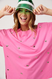 Elba Heart Embellished Tshirt - Pink
