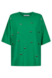 Elba Heart Embellished Tshirt - Green