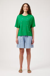 Elba Heart Embellished Tshirt - Green