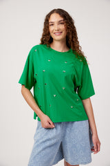 Elba Heart Embellished Tshirt - Green