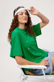Elba Heart Embellished Tshirt - Green