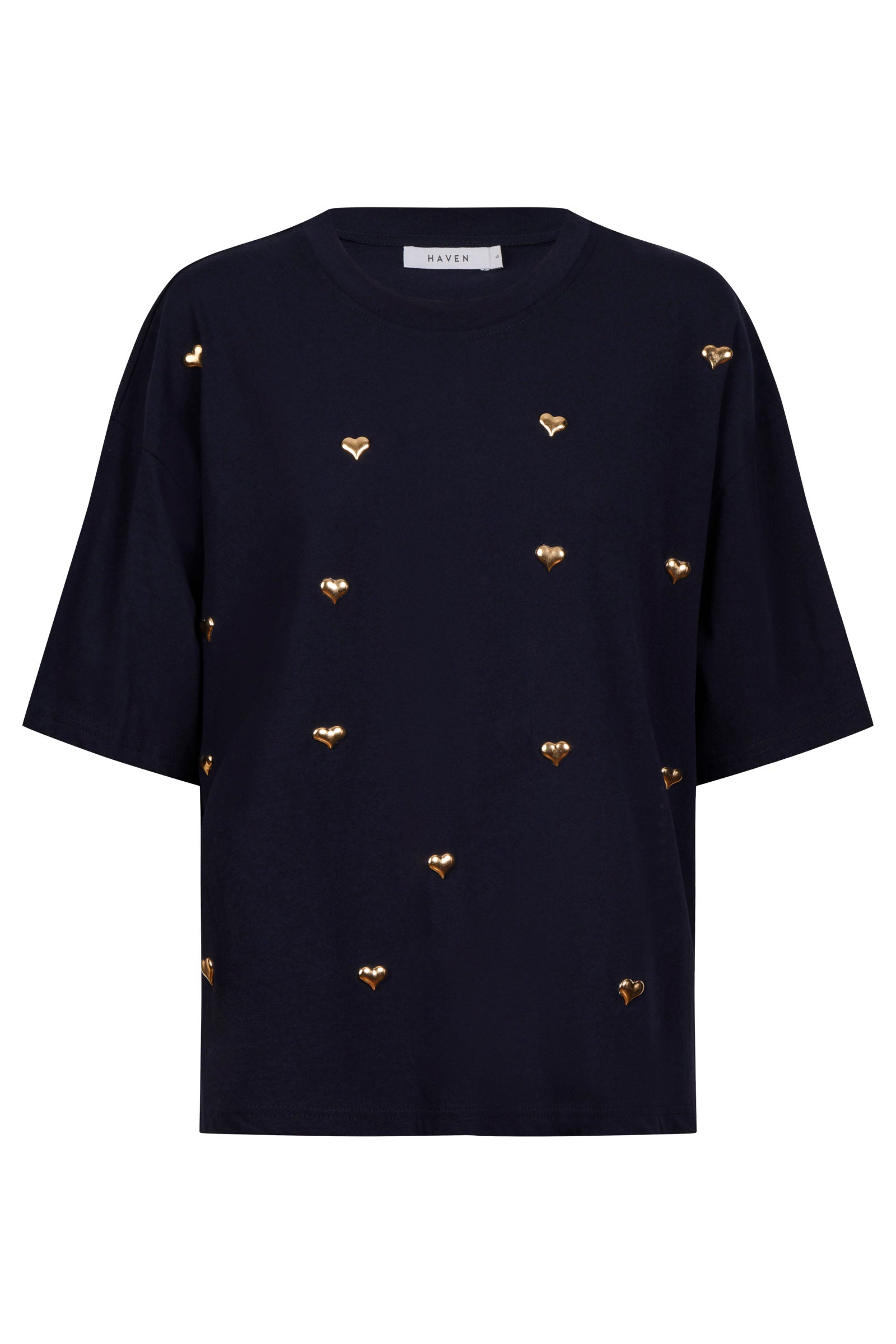 Elba Heart Embellished Tshirt - Navy