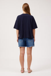 Elba Heart Embellished Tshirt - Navy