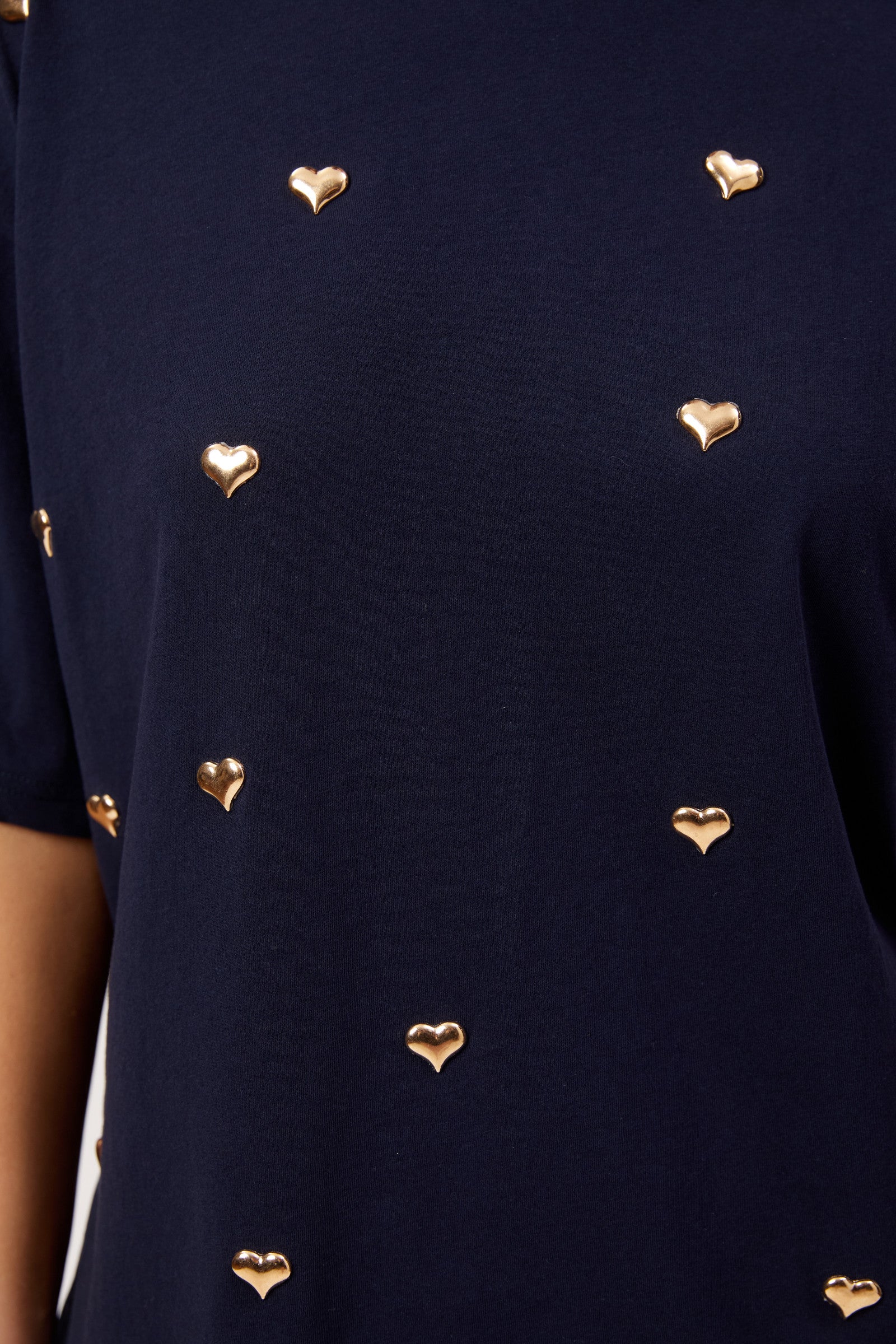 Elba Heart Embellished Tshirt - Navy