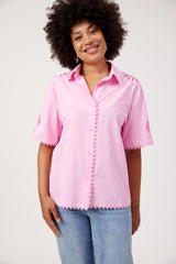Larissa Broderie Shirt - Pink