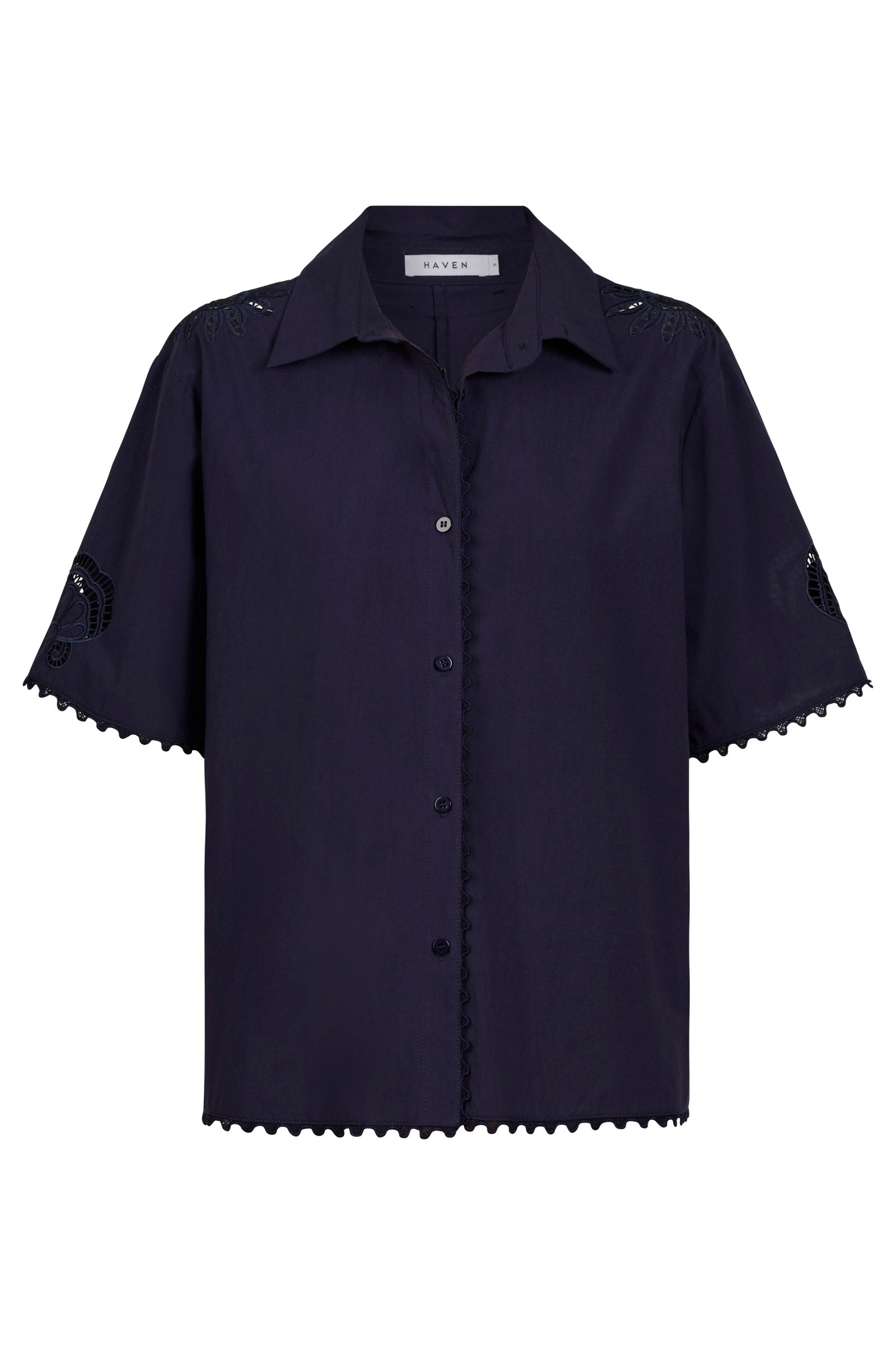 Larissa Broderie Shirt - Navy