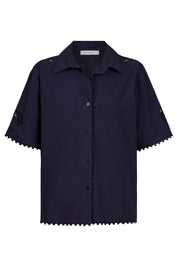 Larissa Broderie Shirt - Navy