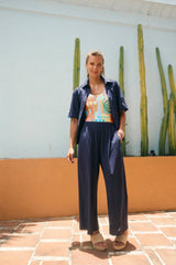 Larissa Broderie Pant - Navy