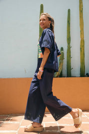 Larissa Broderie Pant - Navy