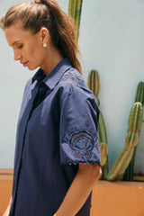 Larissa Broderie Shirt - Navy