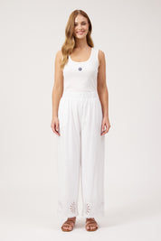 Larissa Broderie Pant - White