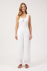 Larissa Broderie Pant - White