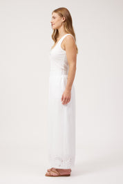 Larissa Broderie Pant - White