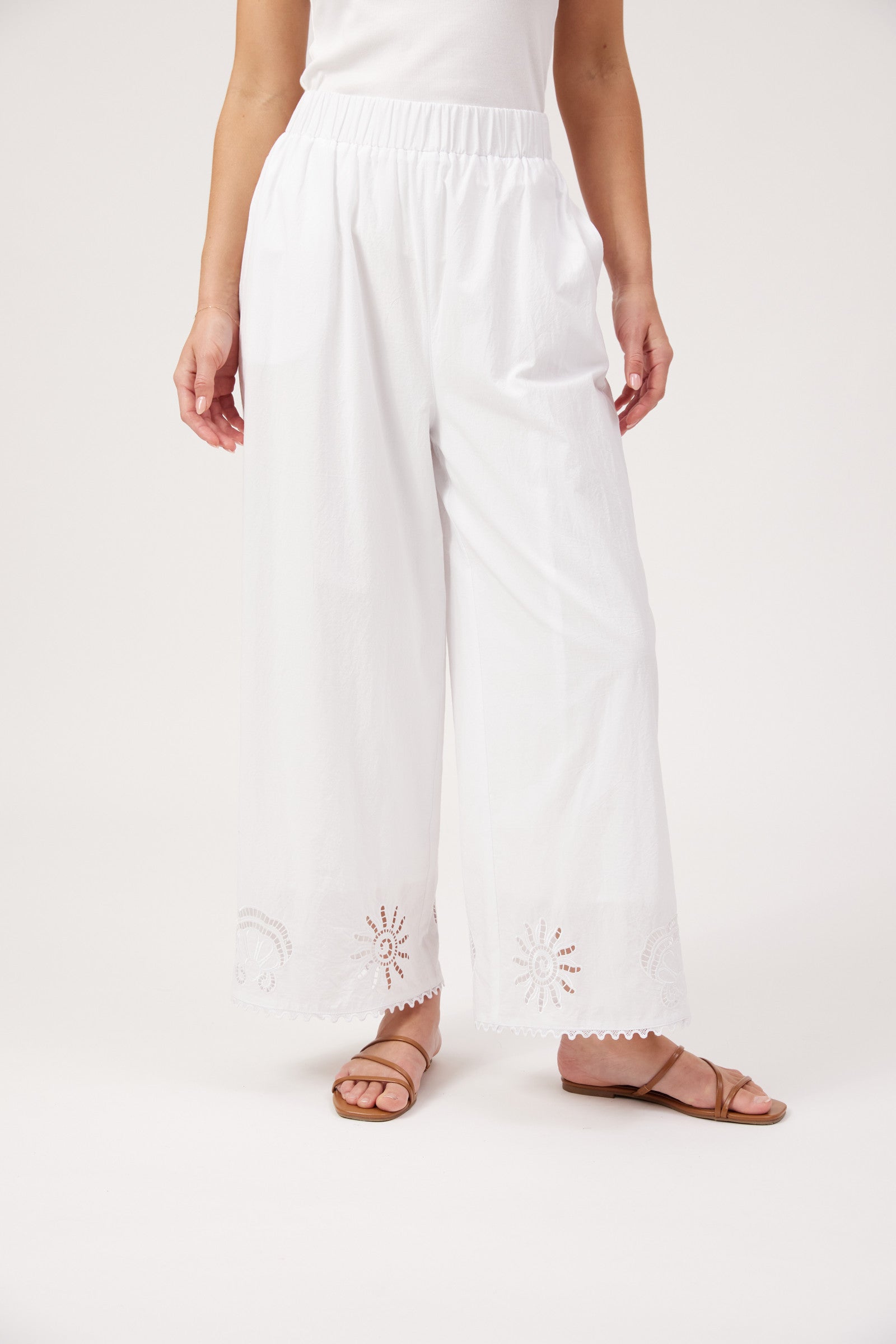 Larissa Broderie Pant - White