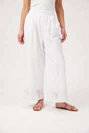 Larissa Broderie Pant - White