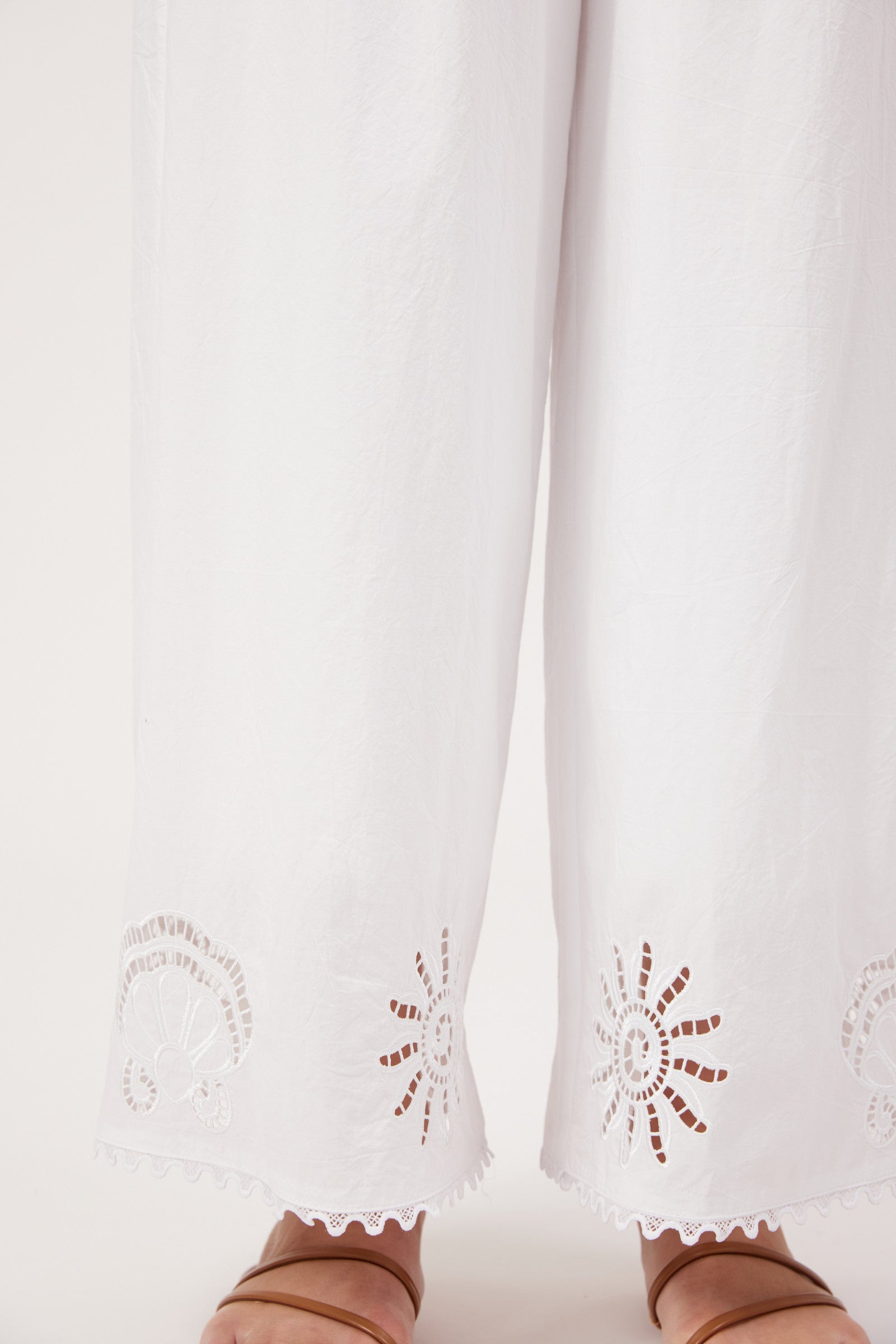 Larissa Broderie Pant - White