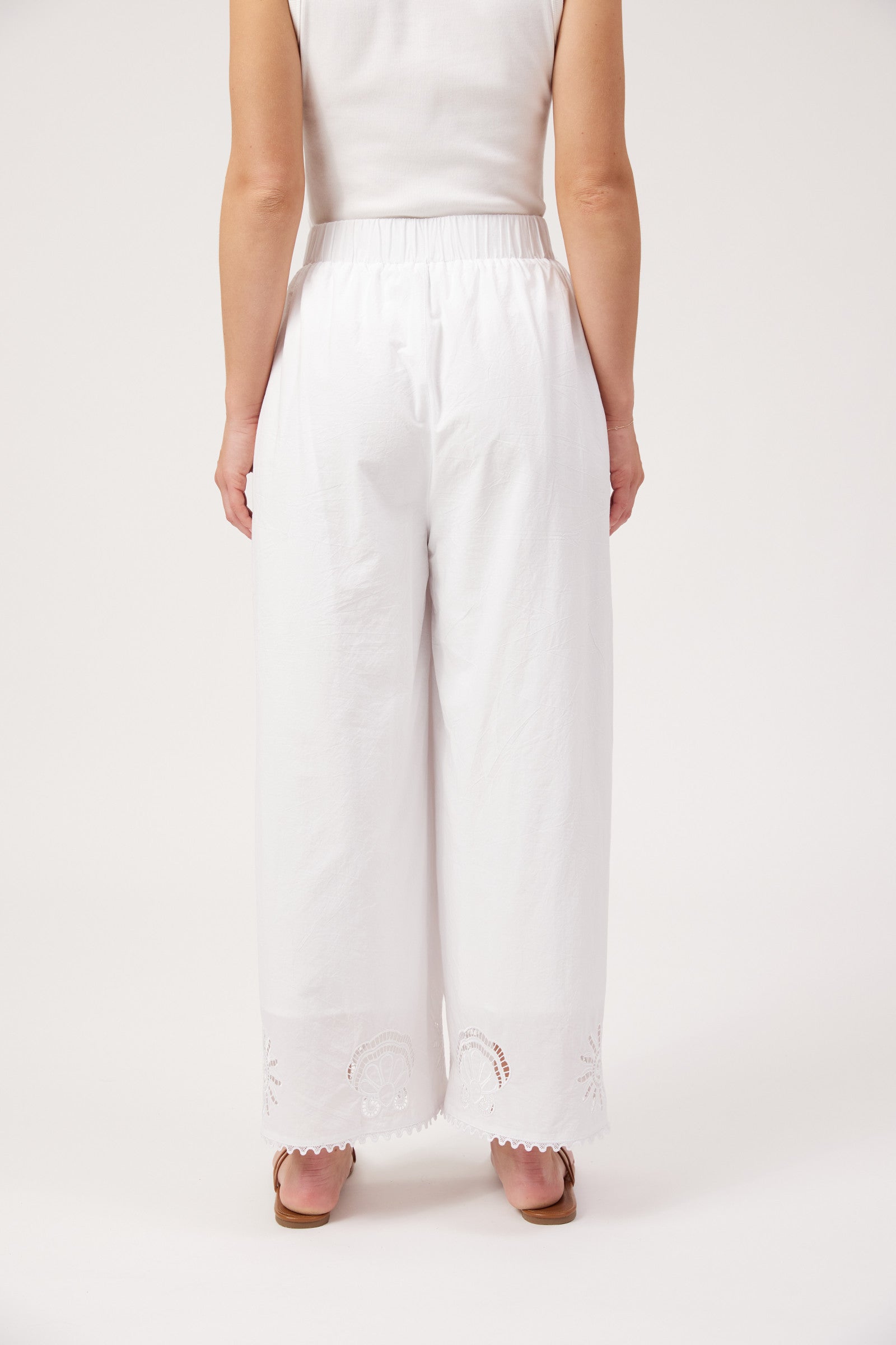 Larissa Broderie Pant - White