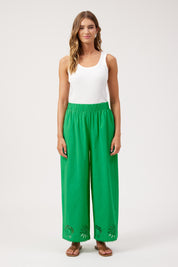 Larissa Broderie Pant - Green