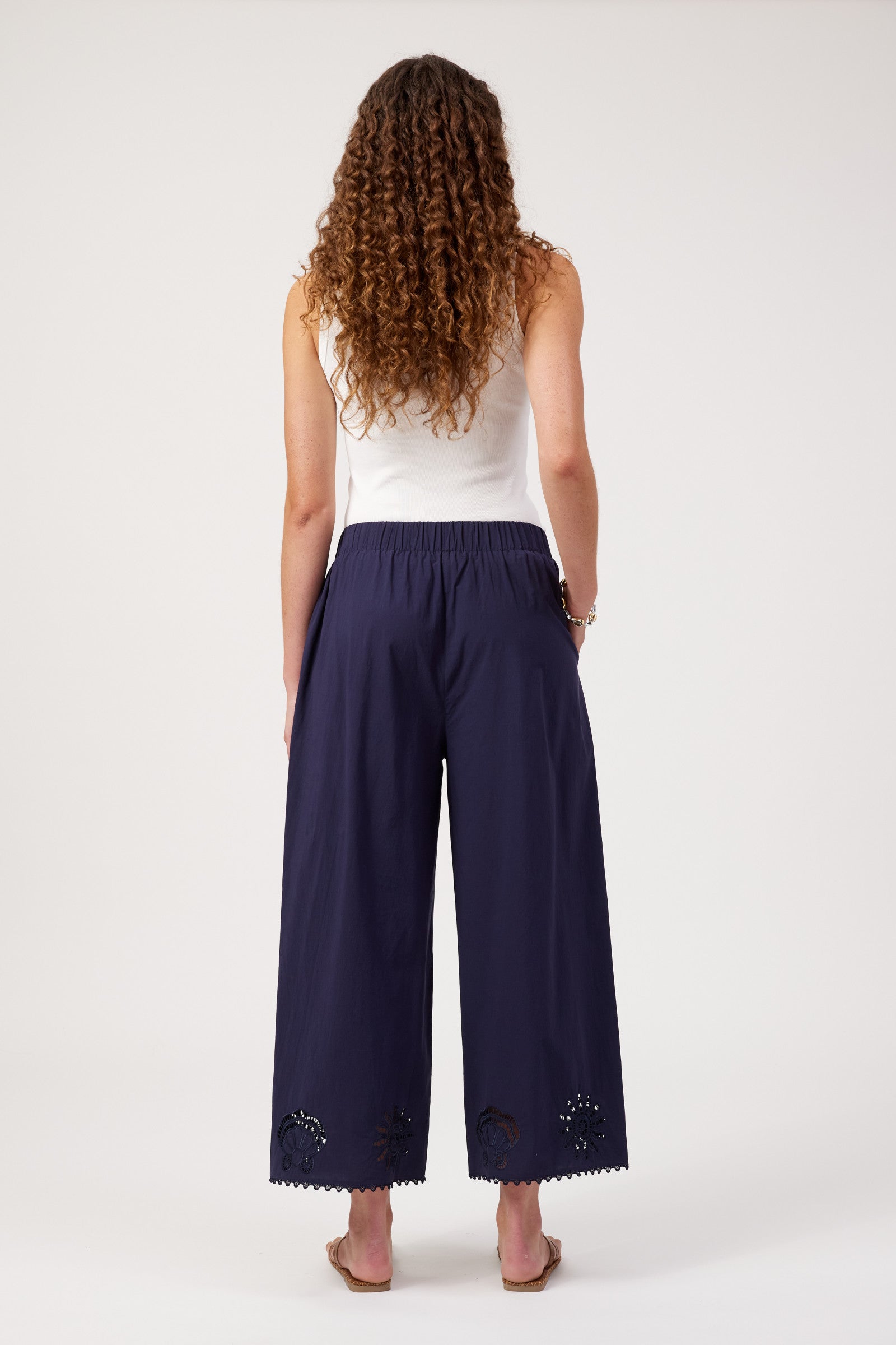 Larissa Broderie Pant - Navy