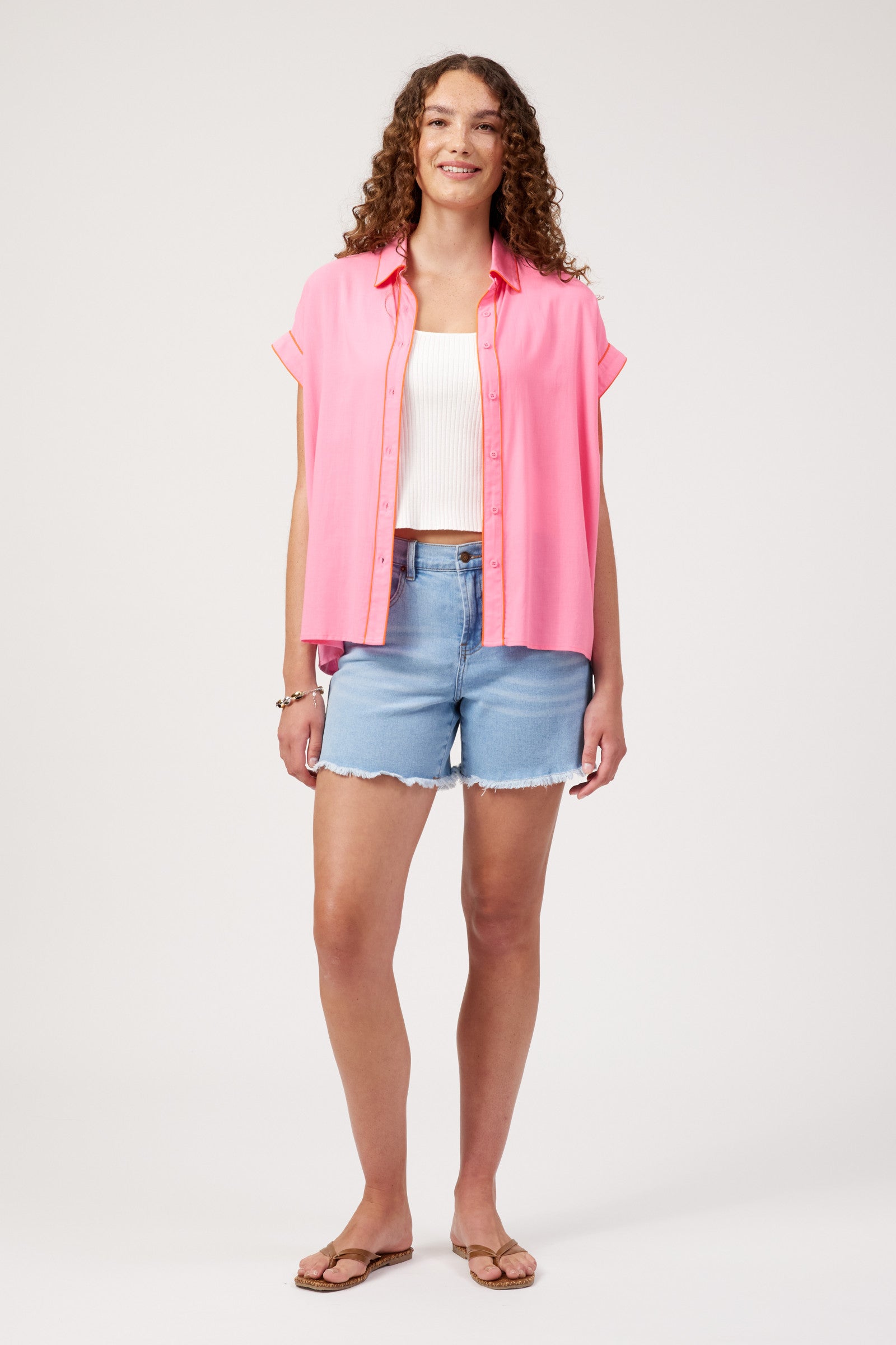 Positano Contrast Shirt - Pink