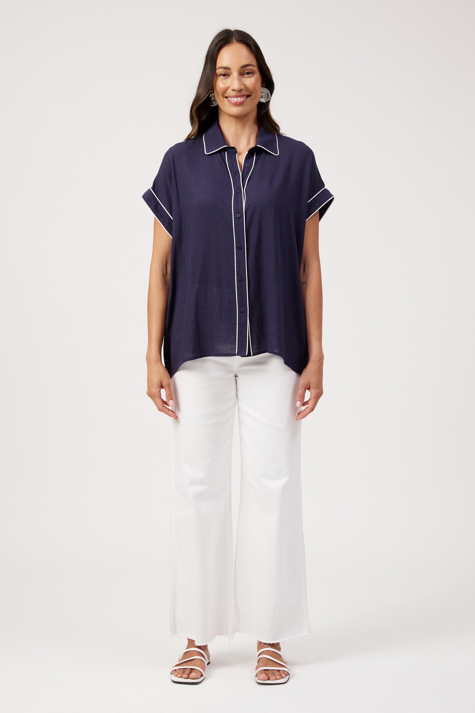 Positano Contrast Shirt - Navy