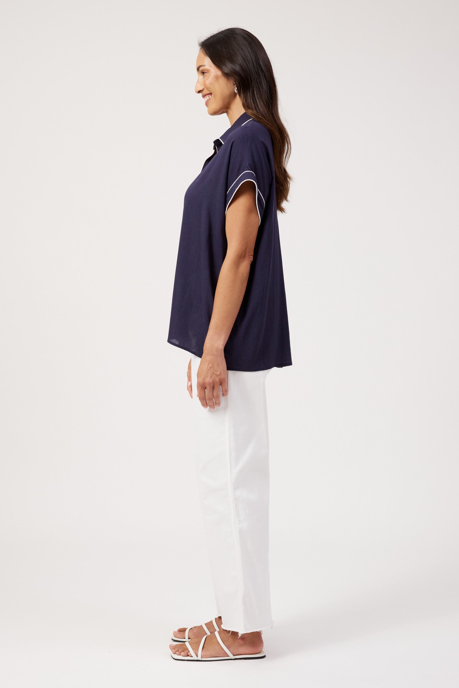 Positano Contrast Shirt - Navy