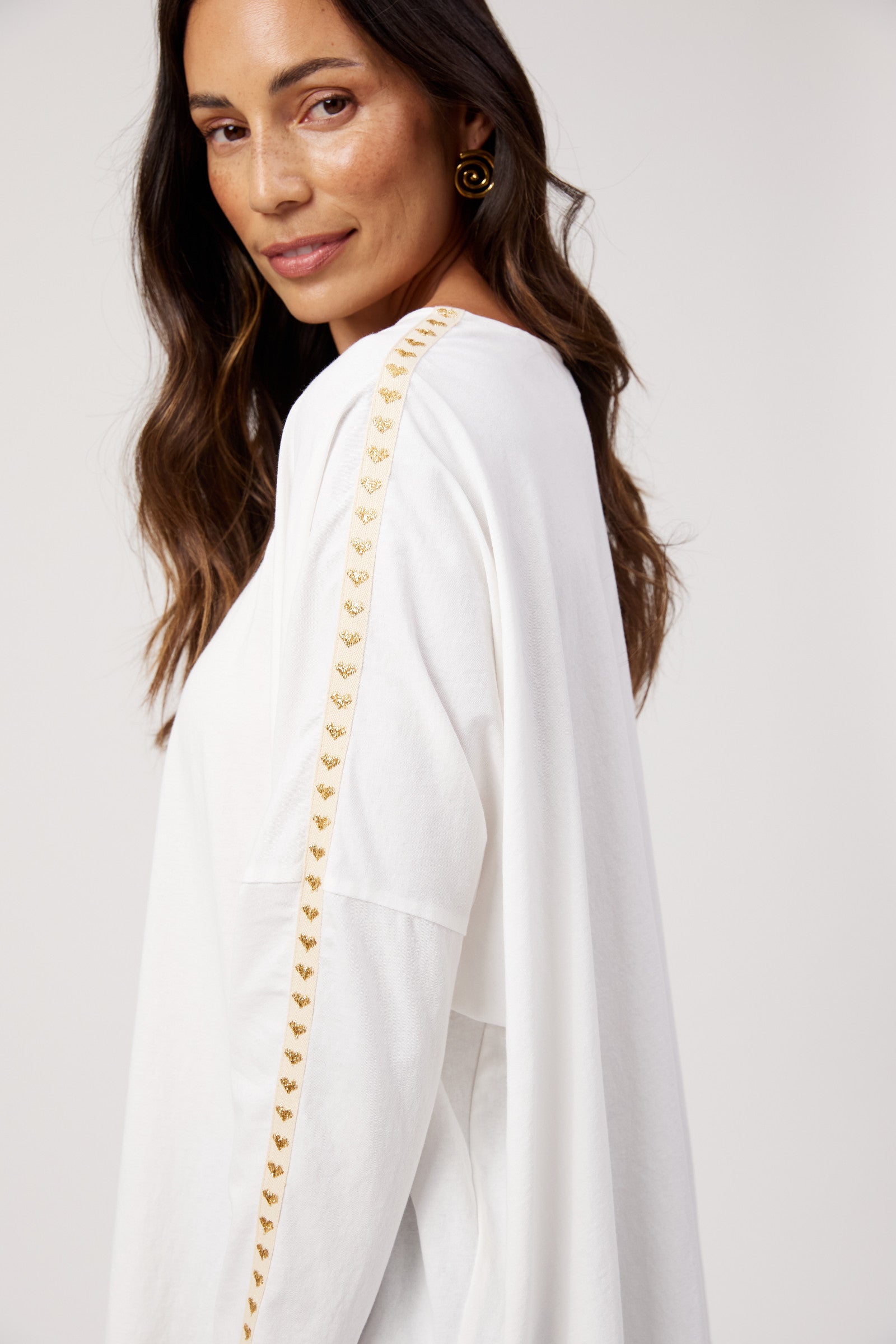 Elba Heart Long Sleeve Tshirt - White