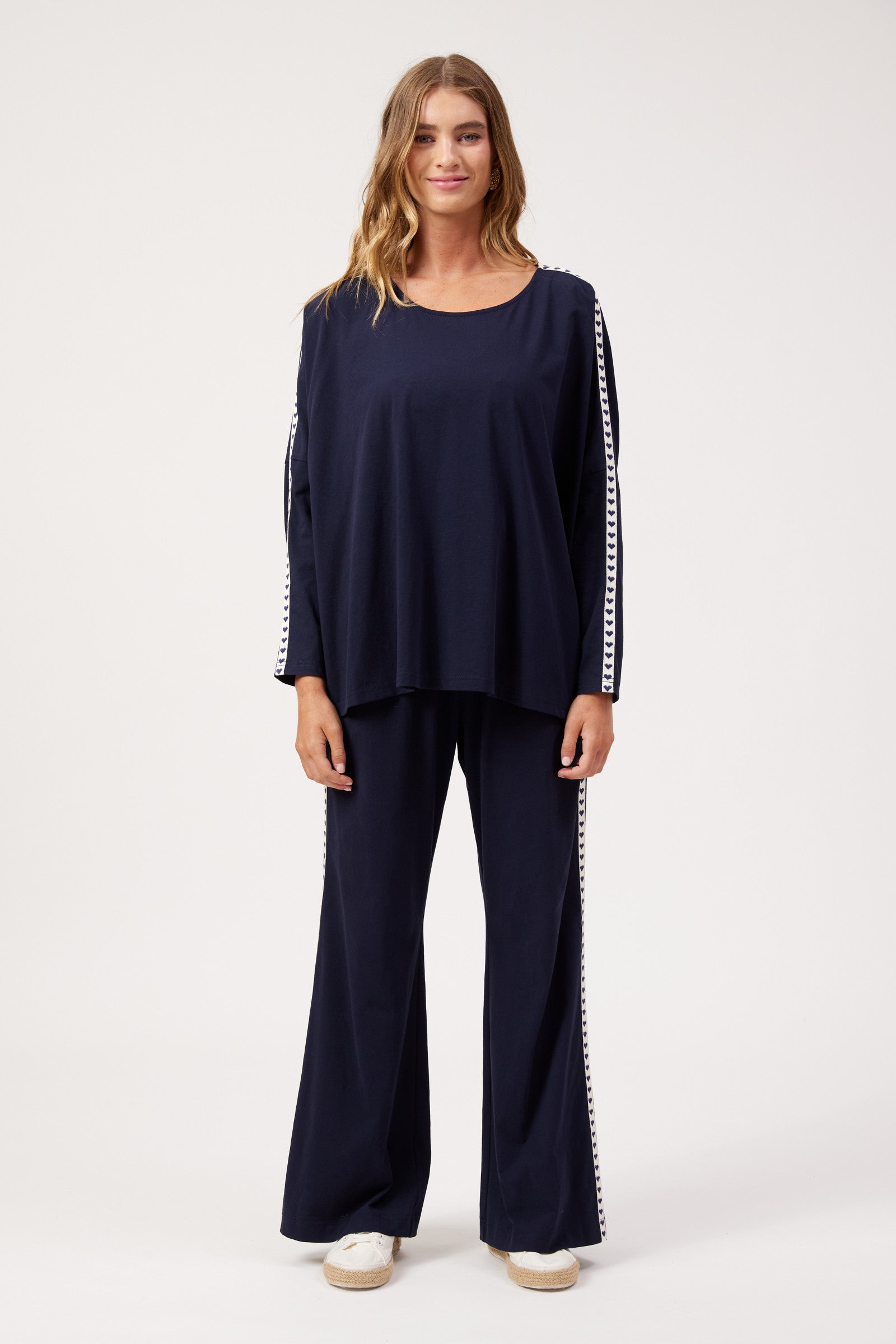 Elba Heart Long Sleeve Tshirt - Navy