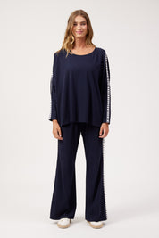 Elba Heart Long Sleeve Tshirt - Navy