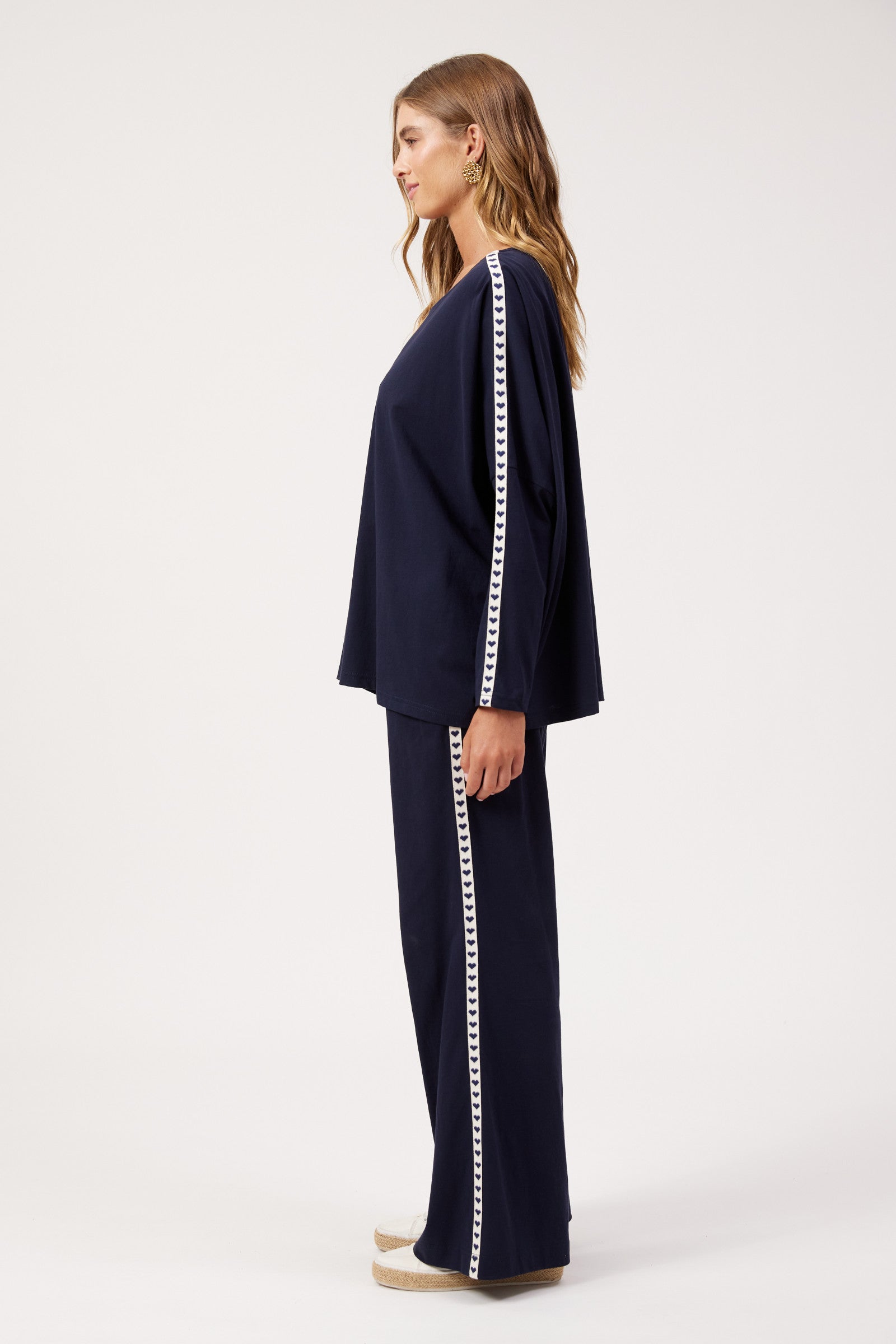 Elba Heart Long Sleeve Tshirt - Navy