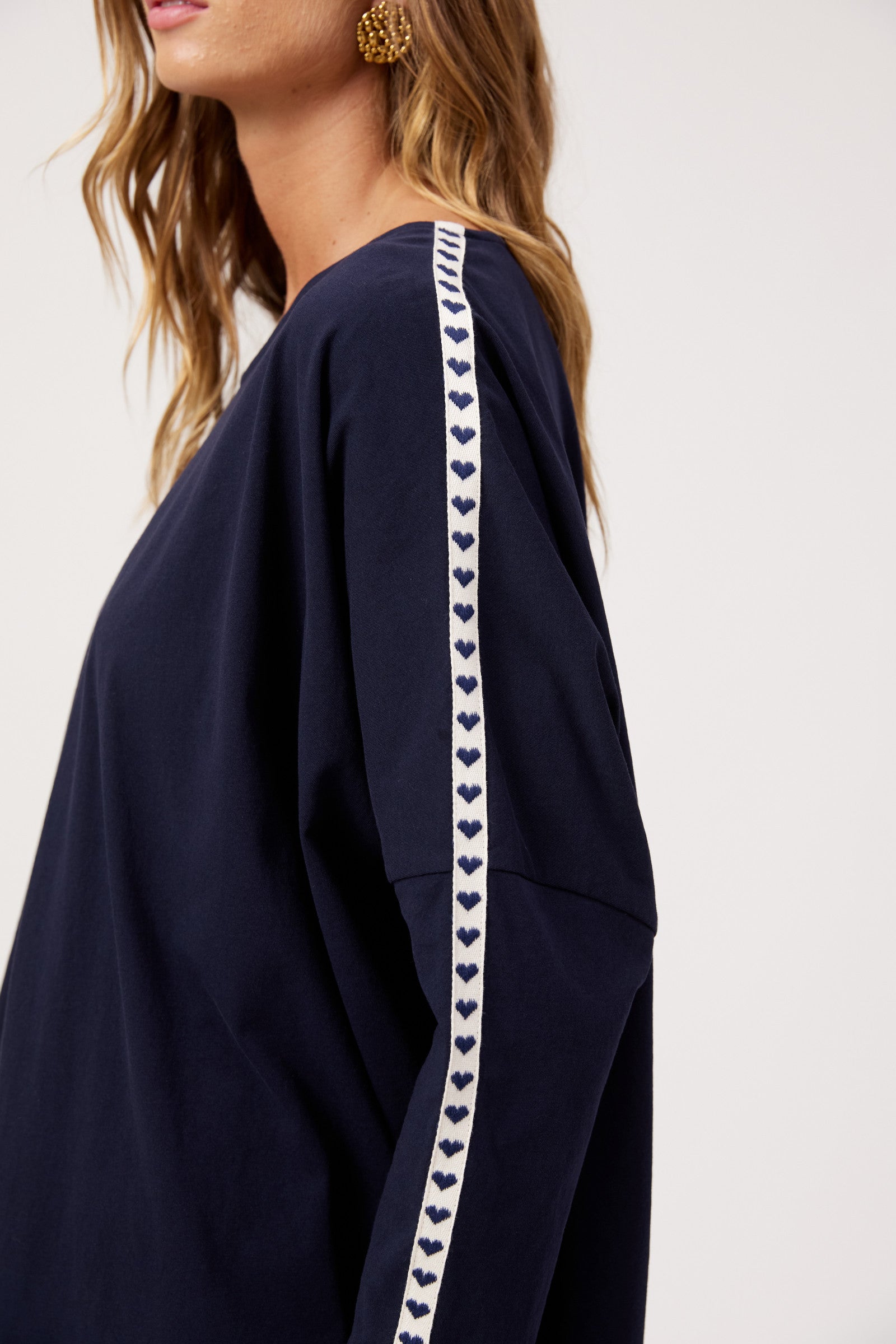 Elba Heart Long Sleeve Tshirt - Navy