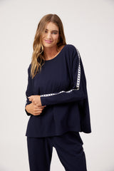 Elba Heart Long Sleeve Tshirt - Navy