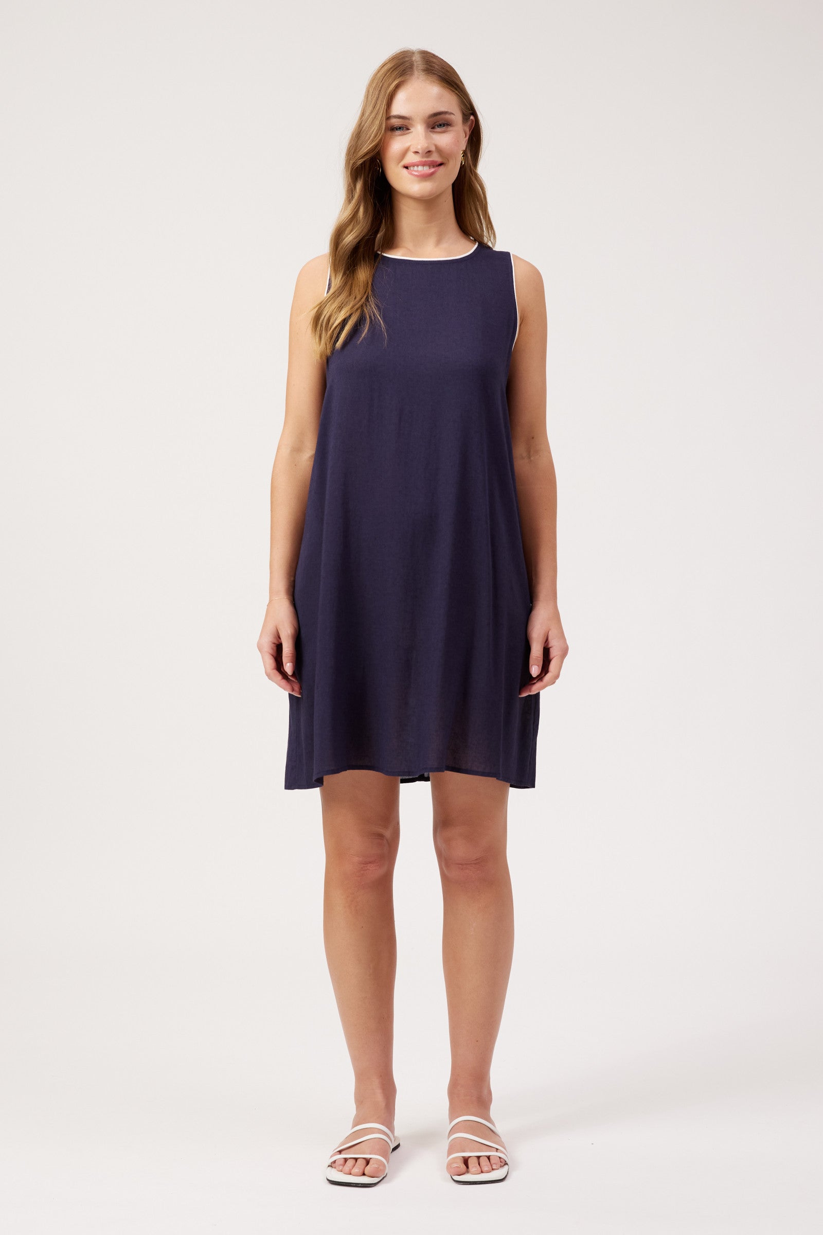 Positano Contrast Dress - Navy
