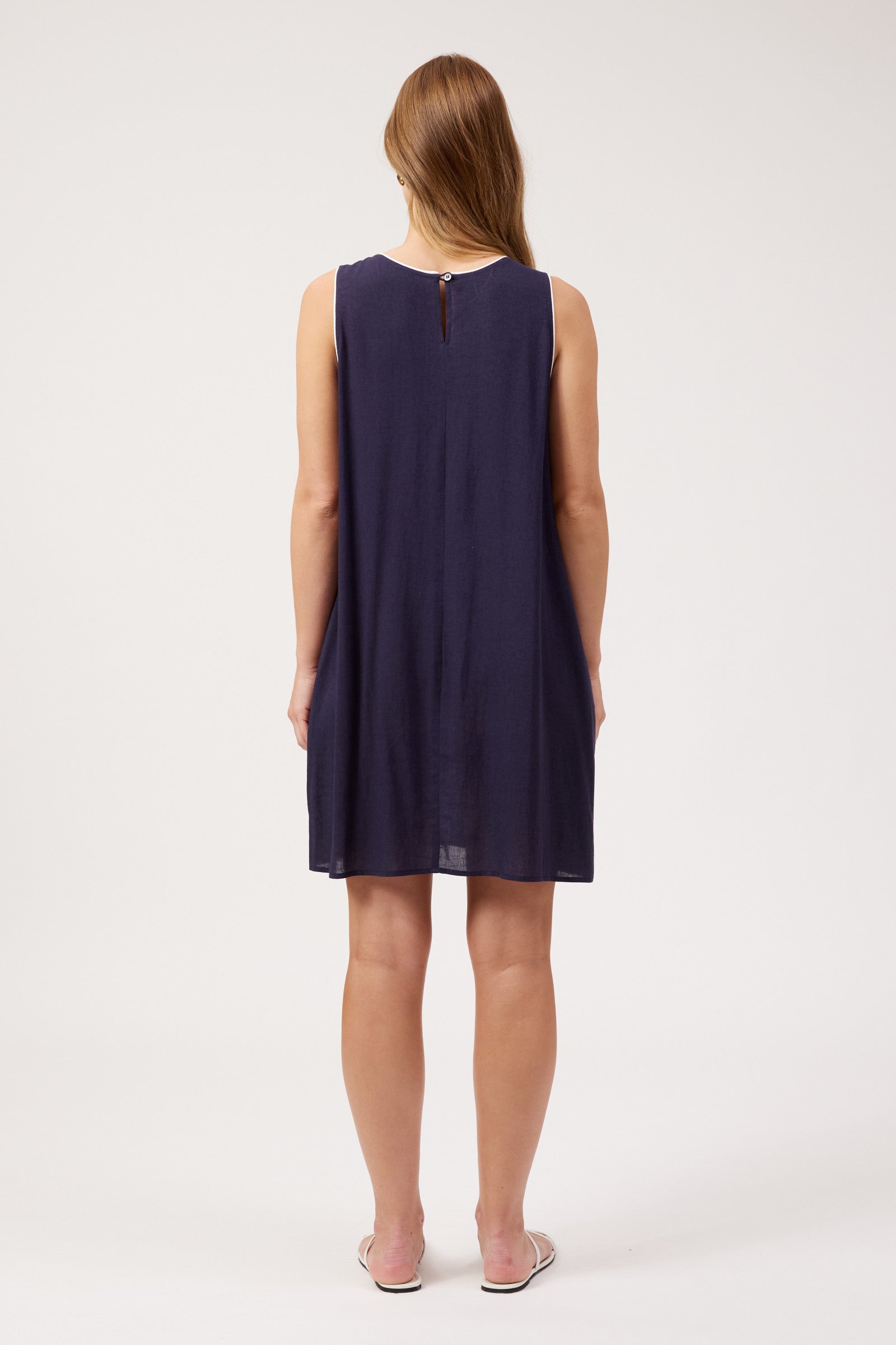Positano Contrast Dress - Navy