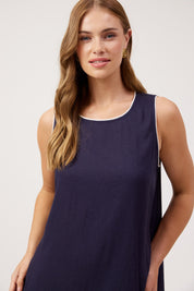 Positano Contrast Dress - Navy
