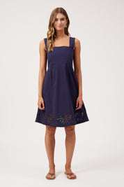 Larissa Broderie Dress - Navy
