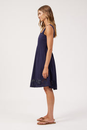 Larissa Broderie Dress - Navy