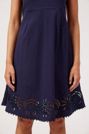 Larissa Broderie Dress - Navy