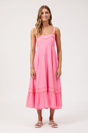 Positano Contrast Midi Dress - Pink