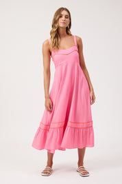 Positano Contrast Midi Dress - Pink