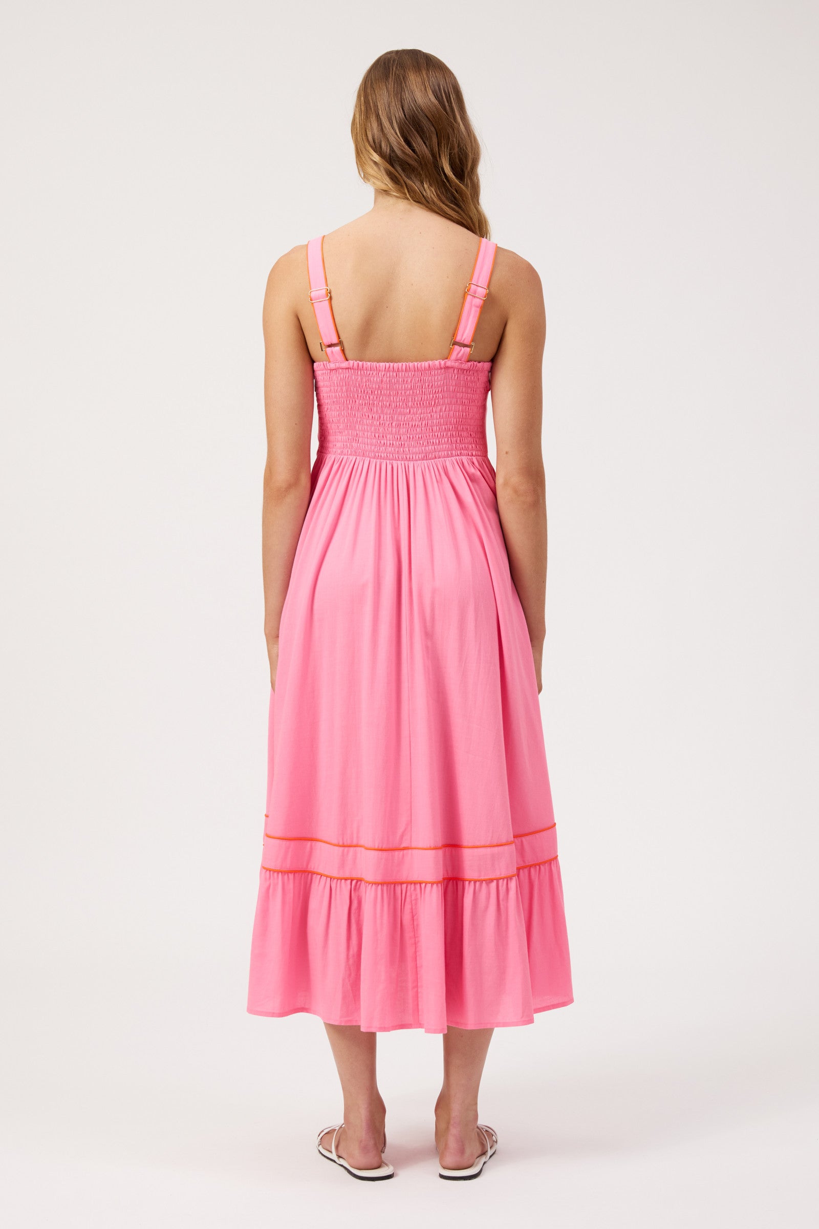 Positano Contrast Midi Dress - Pink