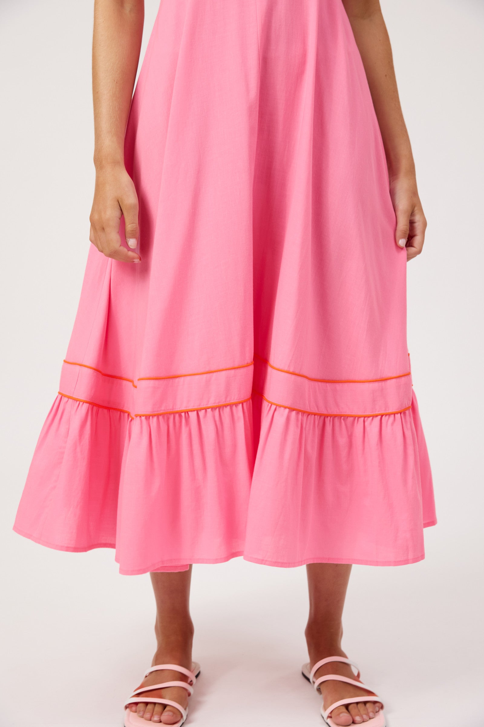 Positano Contrast Midi Dress - Pink