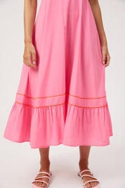 Positano Contrast Midi Dress - Pink