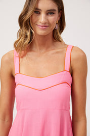 Positano Contrast Midi Dress - Pink
