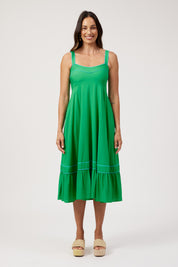 Positano Contrast Midi Dress - Green