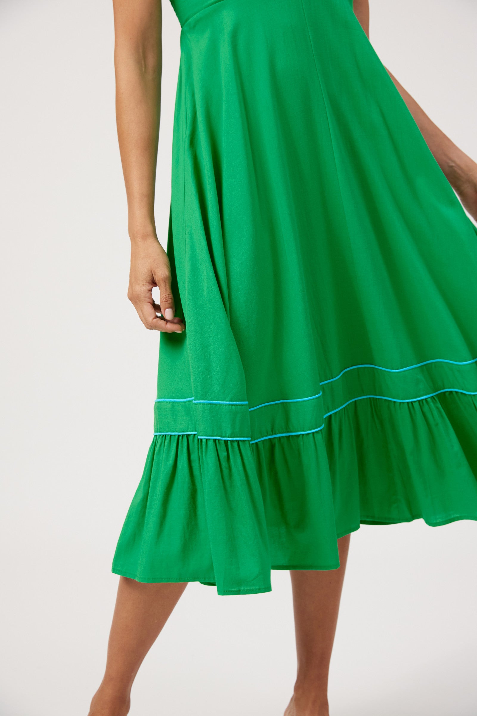 Positano Contrast Midi Dress - Green
