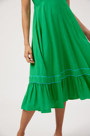 Positano Contrast Midi Dress - Green