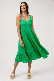 Positano Contrast Midi Dress - Green