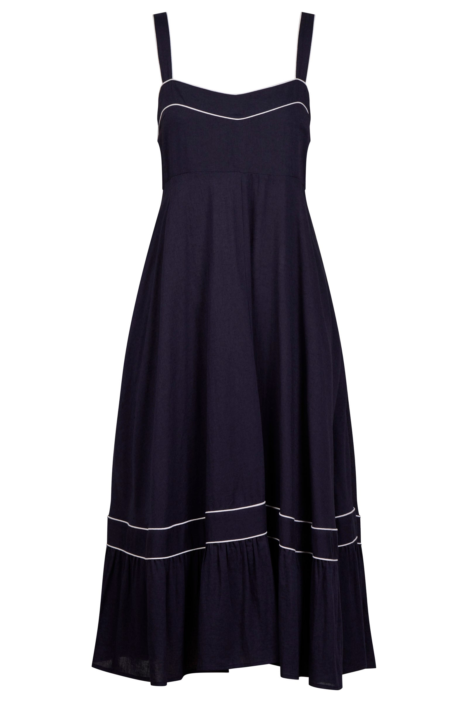 Positano Contrast Midi Dress - Navy