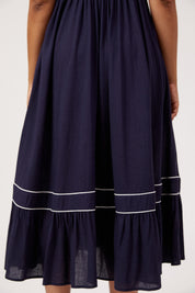 Positano Contrast Midi Dress - Navy